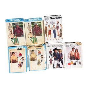 Vtg Simplicity Western Sewing Pattern Lot Men Women Kids Cowboy Shirt Skirt Vest